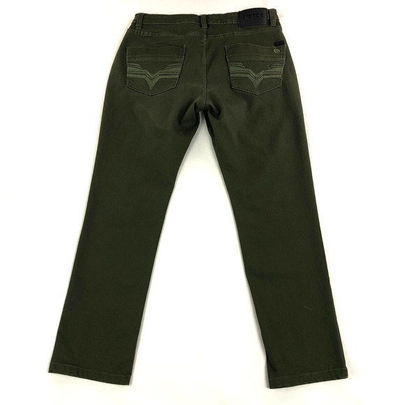 TWICE Jeans Mens 34x30 (Actual 32x28) Slim Straight Leg Dark Green Mid Rise - Picture 2 of 12